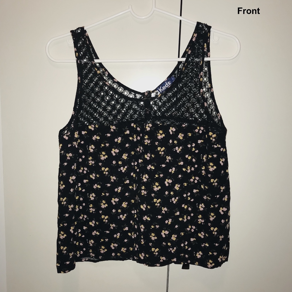 Black Floral Crochet Tank Top